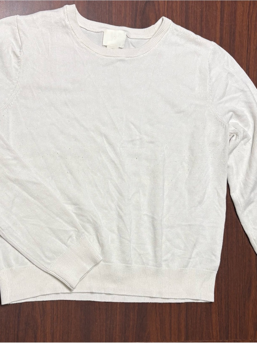 H&M White Fine Knit Crewneck Sweater Women's Size M Long Sleeve - Picture 2 of 8
